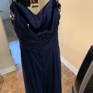 Strapless navy blue dress